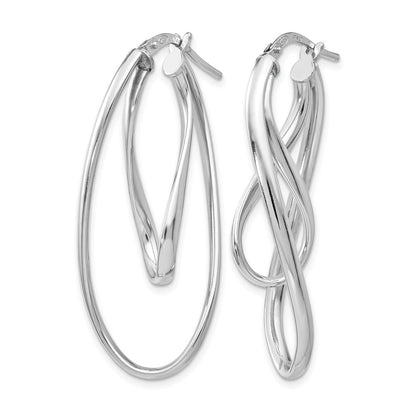 Sterling Silver Polished Twisted Oval Hoop Earrings