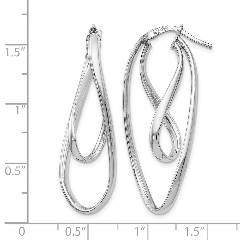 Sterling Silver Polished Twisted Oval Hoop Earrings
