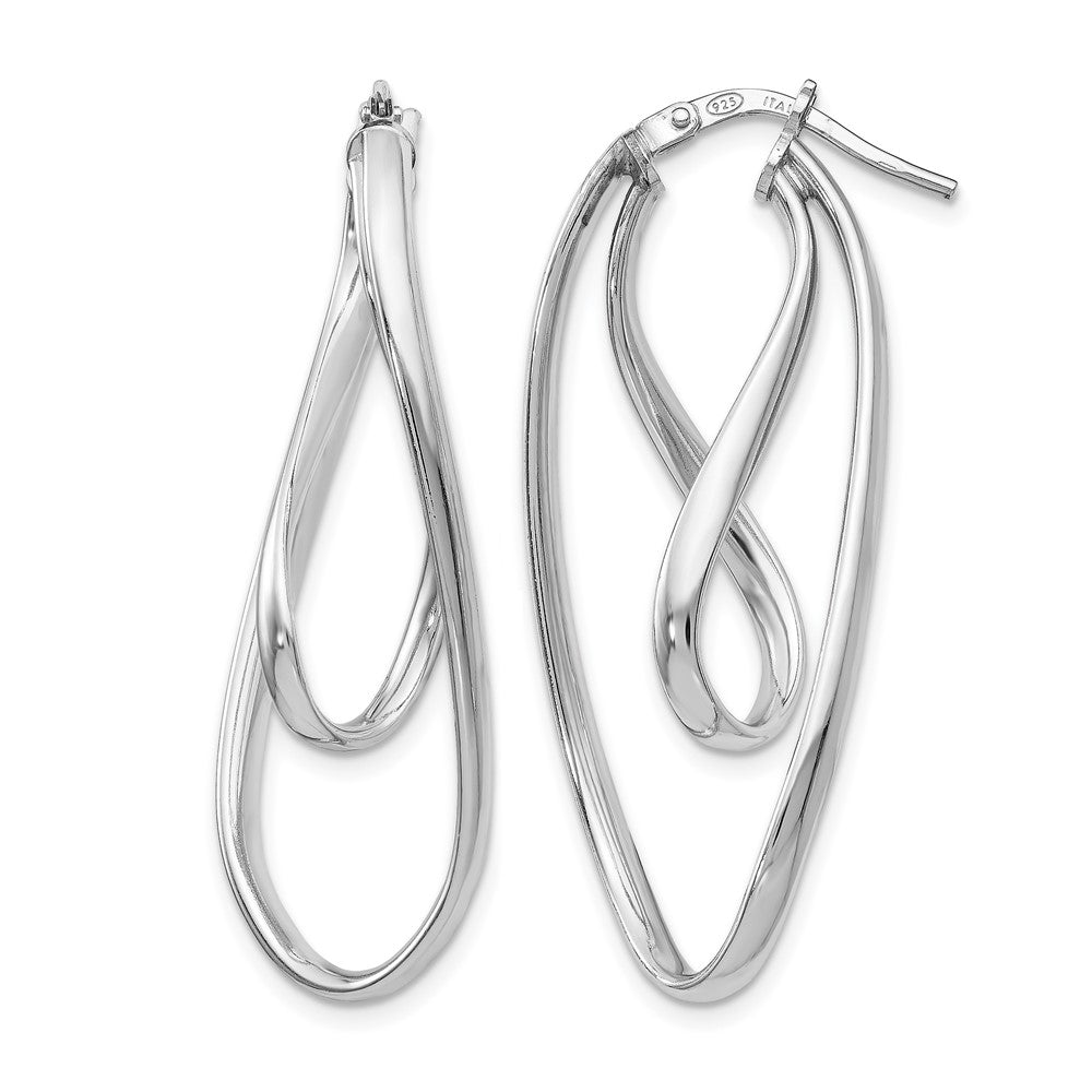 Sterling Silver Polished Twisted Oval Hoop Earrings