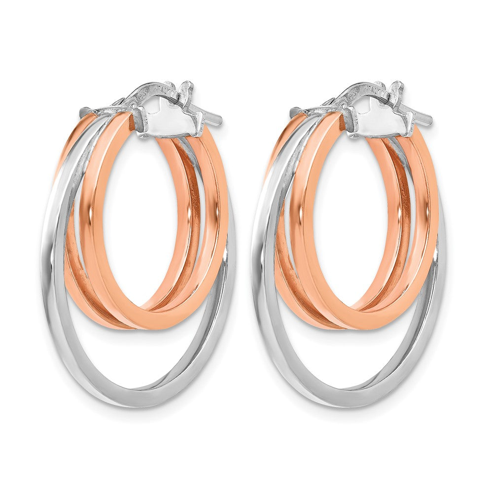 Sterling Silver Rose-Tone Polished Hoop Earrings