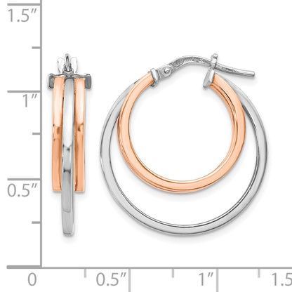 Sterling Silver Rose-Tone Polished Hoop Earrings