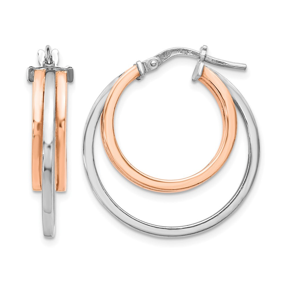 Sterling Silver Rose-Tone Polished Hoop Earrings