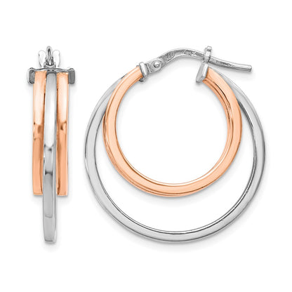 Sterling Silver Rose-Tone Polished Hoop Earrings