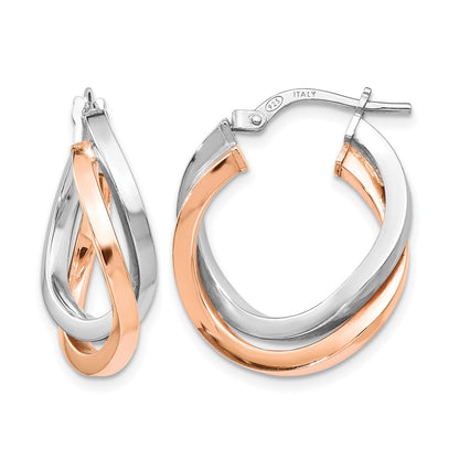 Sterling Silver Rose-Tone Polished Hoop Earrings