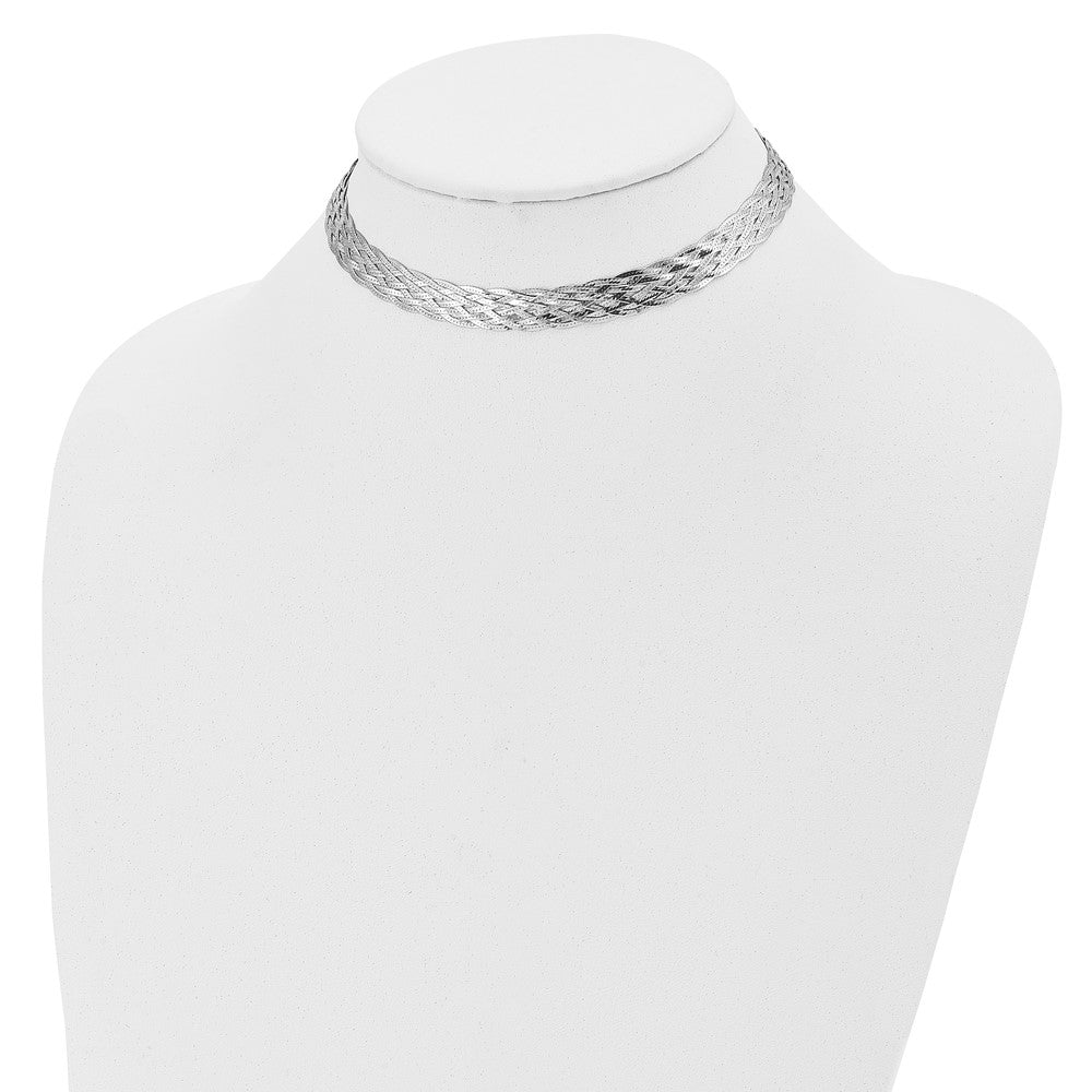 Sterling Silver Rh Plate Polished 4 In Ext. Choker Necklace