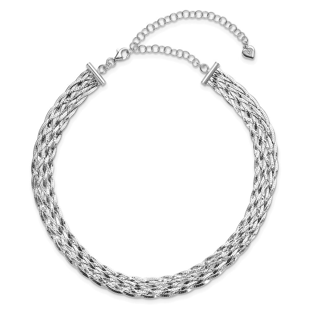 Sterling Silver Rh Plate Polished 4 In Ext. Choker Necklace