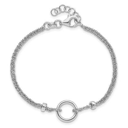 7 Inch Sterling Silver Rhodium-Plated W/1In Ext. Bracelet