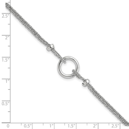 7 Inch Sterling Silver Rhodium-Plated W/1In Ext. Bracelet