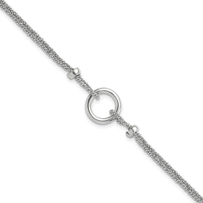 7 Inch Sterling Silver Rhodium-Plated W/1In Ext. Bracelet