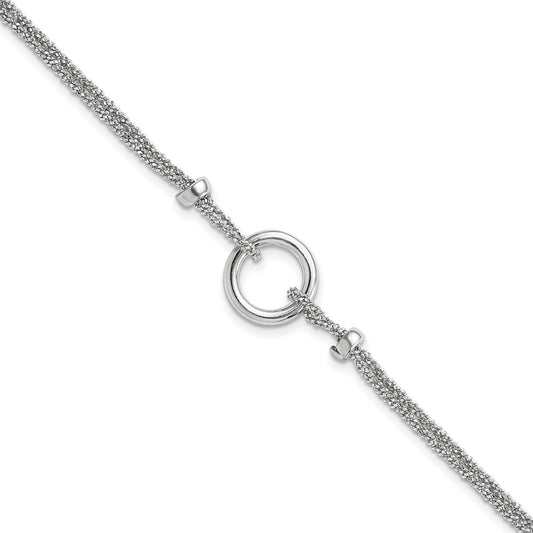 7 Inch Sterling Silver Rhodium-Plated W/1In Ext. Bracelet