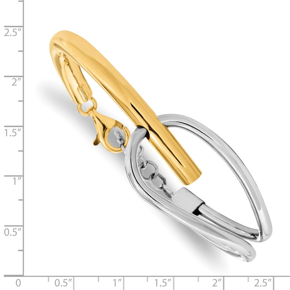 7 Inch Sterling Silver & Gold-Tone Polished Bangle Bracelet