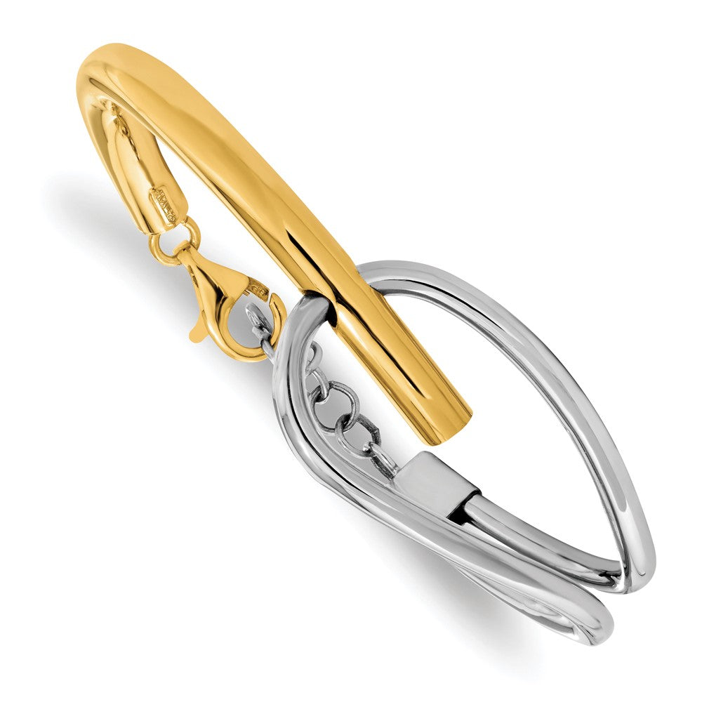 7 Inch Sterling Silver & Gold-Tone Polished Bangle Bracelet