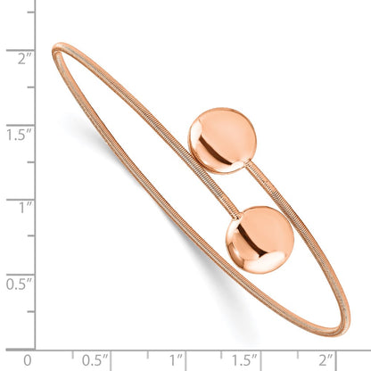 Ss/Rose Plated Sterling Silver Rose-Gold-Plated Polished Wire Flexible Bangle