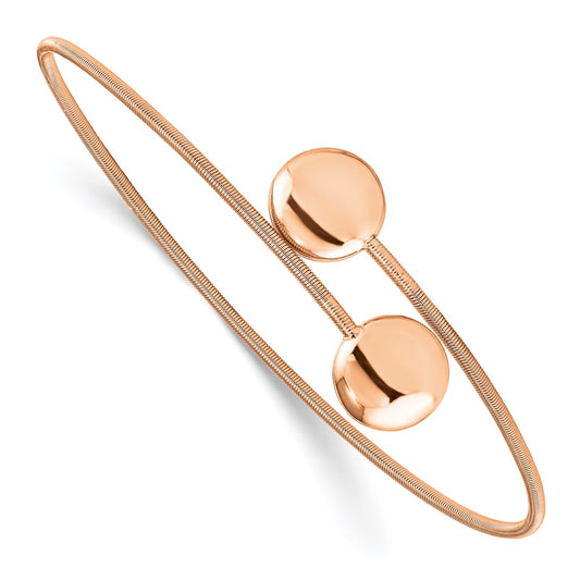 Ss/Rose Plated Sterling Silver Rose-Gold-Plated Polished Wire Flexible Bangle