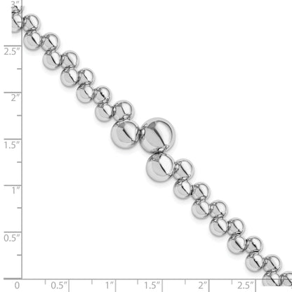 7 Inch Sterling Silver Polished Beaded W/1.5In Ext. Bracelet