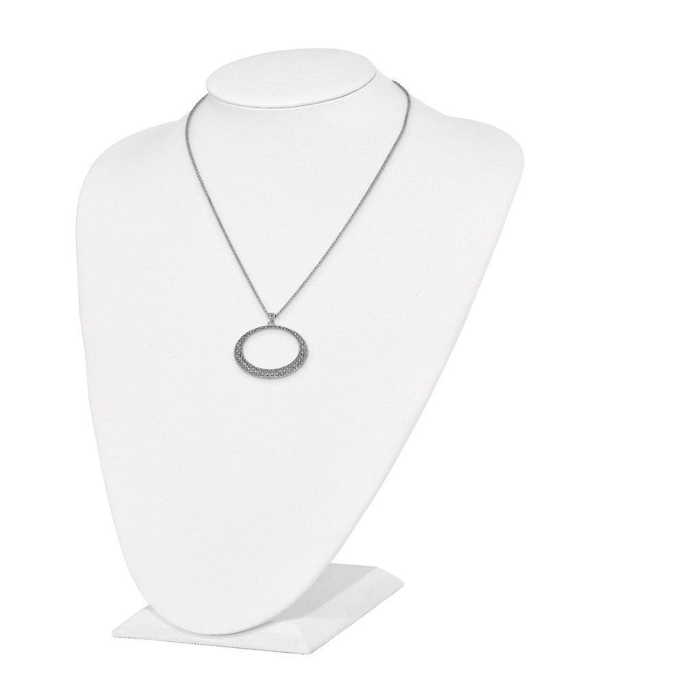 Sterling Silver Polished D/C Circle 2In Ext. Necklace