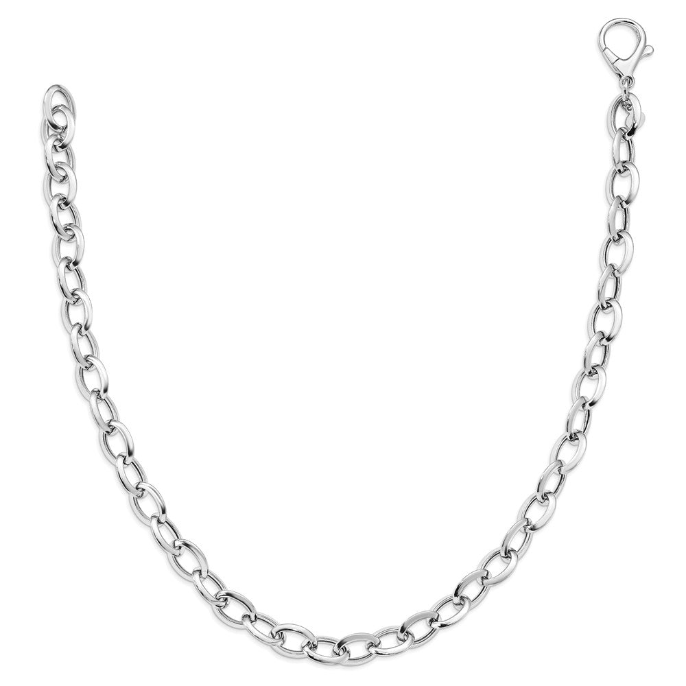 Sterling Silver Rhodium Plated Polished Fancy Link Necklace