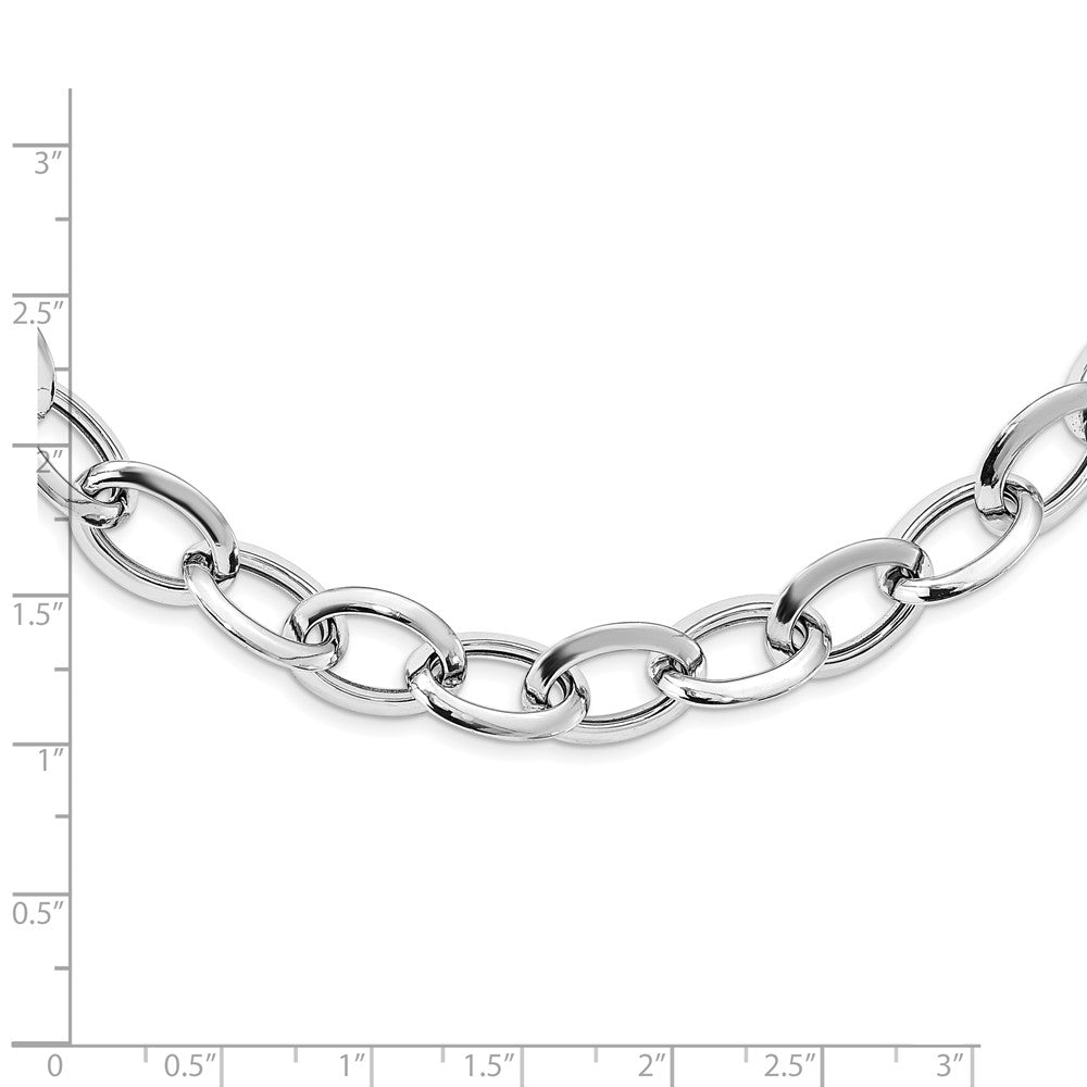 Sterling Silver Rhodium Plated Polished Fancy Link Necklace