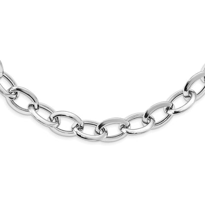 Sterling Silver Rhodium Plated Polished Fancy Link Necklace