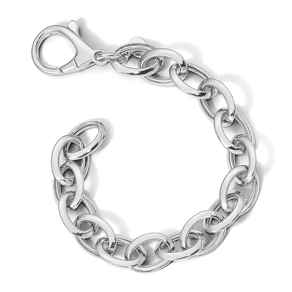 Sterling Silver Rhodium Plated Polished Fancy Link Bracelet