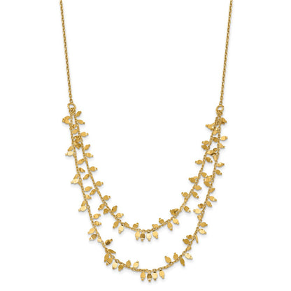 Sterling Silver Gold Plated Multi Layer With 2 In Ext Necklace