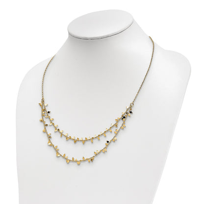 Sterling Silver Gold Plated Multi Layer With 2 In Ext Necklace