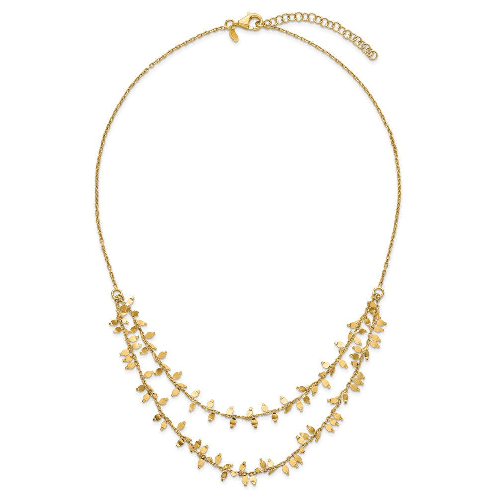 Sterling Silver Gold Plated Multi Layer With 2 In Ext Necklace