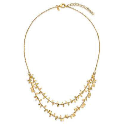 Sterling Silver Gold Plated Multi Layer With 2 In Ext Necklace
