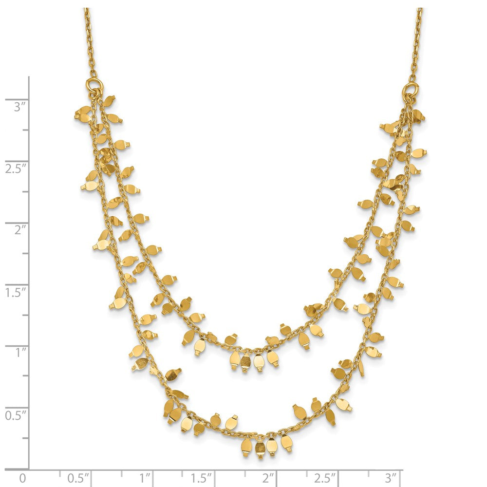 Sterling Silver Gold Plated Multi Layer With 2 In Ext Necklace