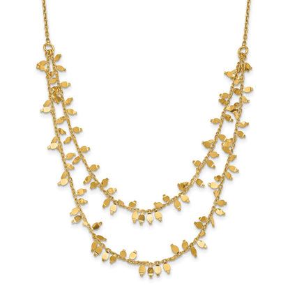 Sterling Silver Gold Plated Multi Layer With 2 In Ext Necklace