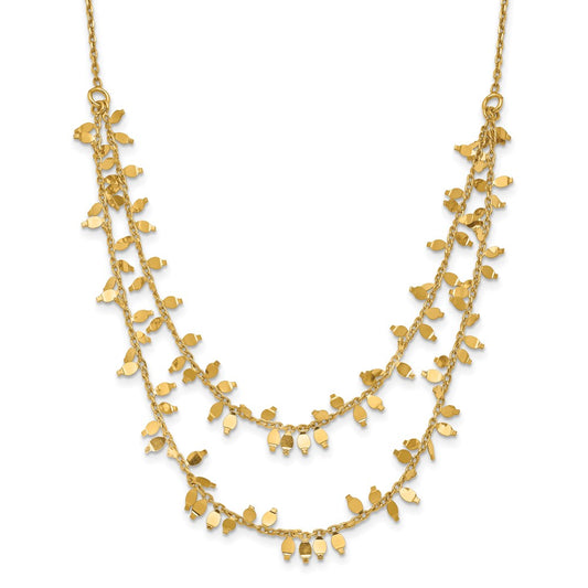 Sterling Silver Gold Plated Multi Layer With 2 In Ext Necklace