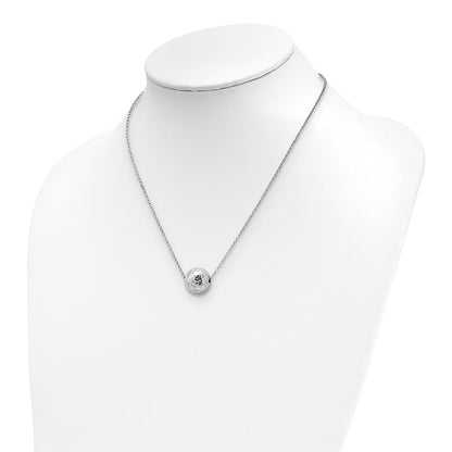 Sterling Silver Rh Plat Polish/Hammered 2In Ext. Necklace