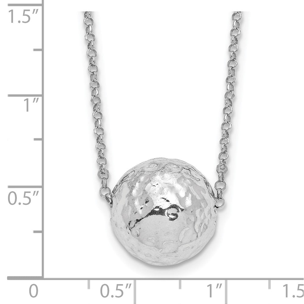Sterling Silver Rh Plat Polish/Hammered 2In Ext. Necklace