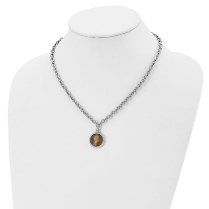 Sterling Silver Rhodium Plated Bronze Roman Coin Necklace