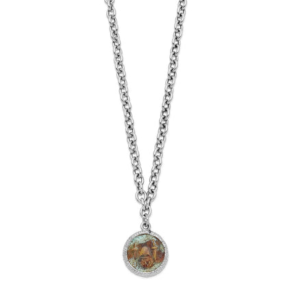 Sterling Silver Rhodium Plated Bronze Roman Coin Necklace