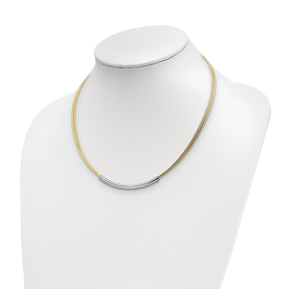 Sterling Silver Gold Plated Rho Bar W/ 2In Necklace