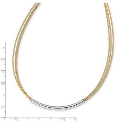 Sterling Silver Gold Plated Rho Bar W/ 2In Necklace