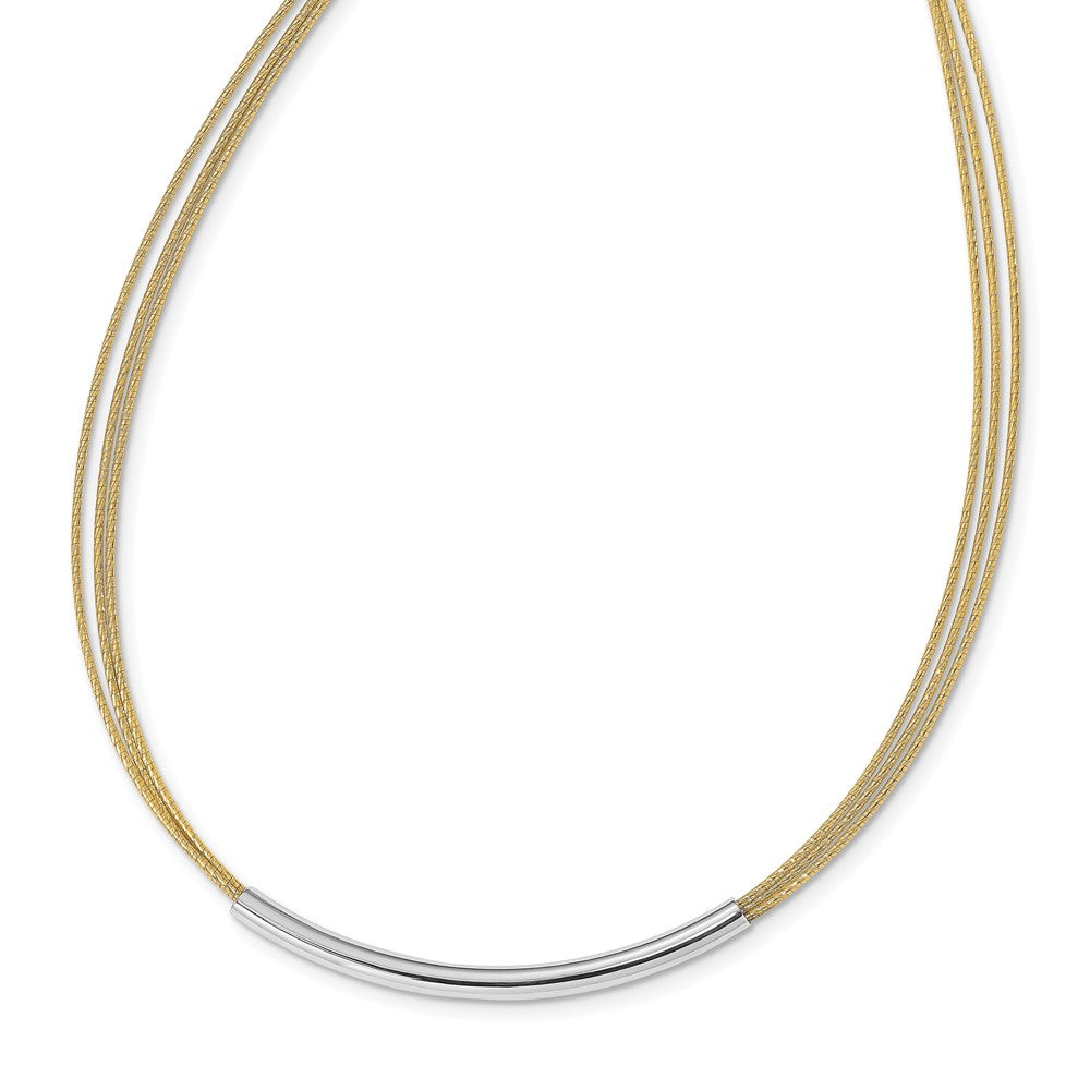 Sterling Silver Gold Plated Rho Bar W/ 2In Necklace