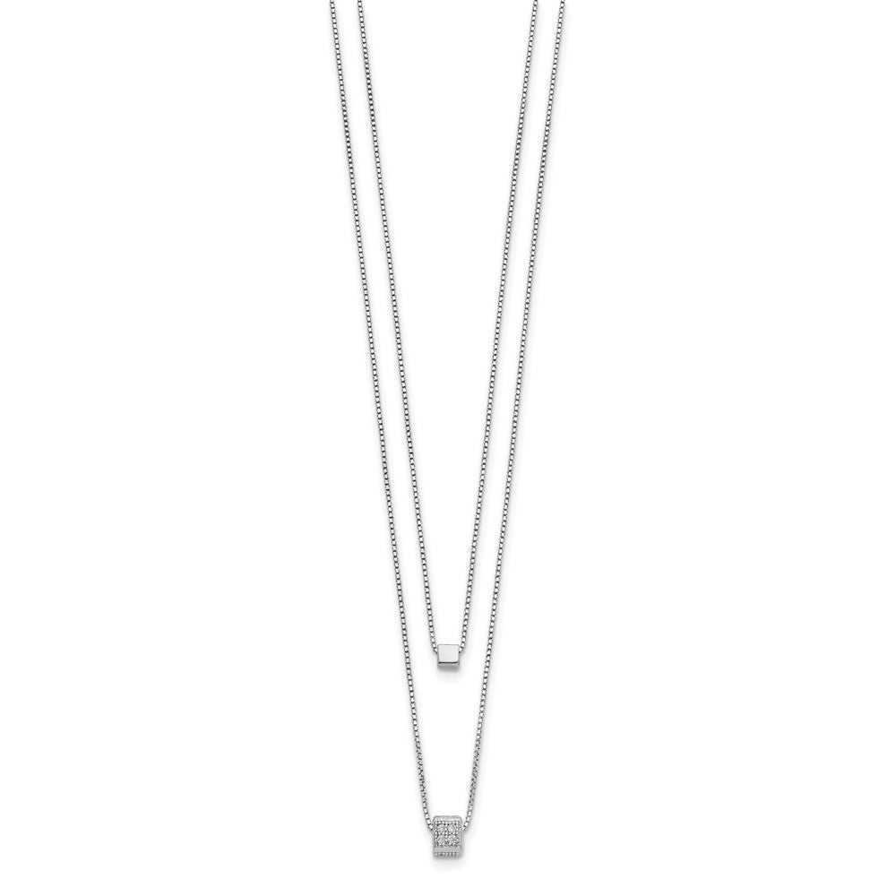 Sterling Silver Rh Plated Cz Multi Strand W/ 2In Necklace