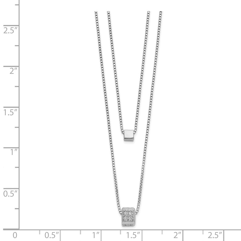 Sterling Silver Rh Plated Cz Multi Strand W/ 2In Necklace