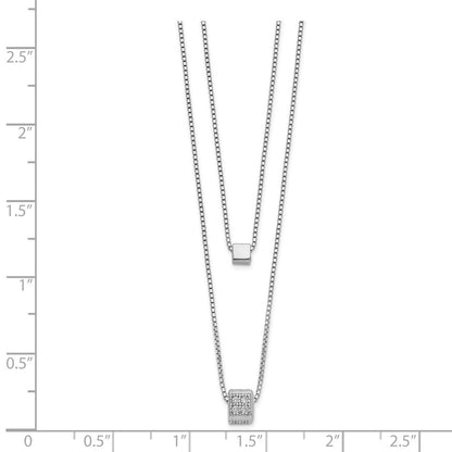 Sterling Silver Rh Plated Cz Multi Strand W/ 2In Necklace