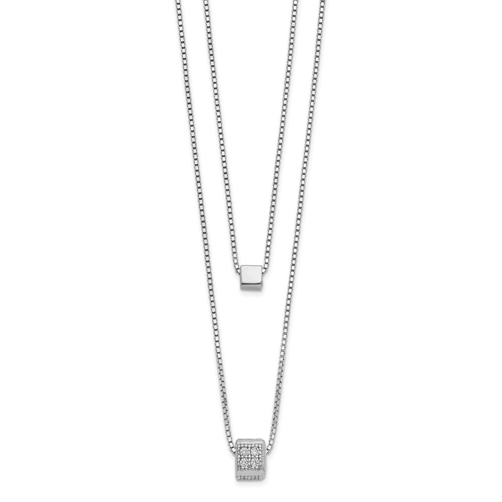 Sterling Silver Rh Plated Cz Multi Strand W/ 2In Necklace