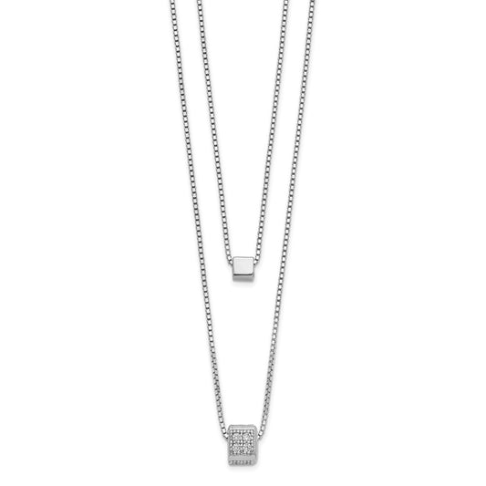 Sterling Silver Rh Plated Cz Multi Strand W/ 2In Necklace