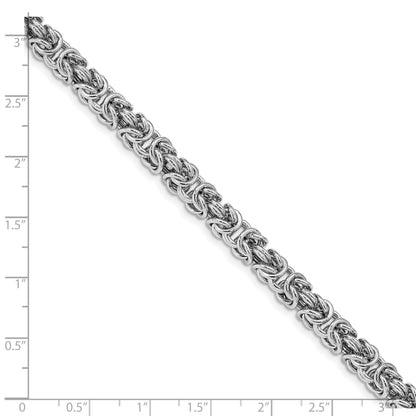 Sterling Silver Rhodium Plated W/ .5In Ext Byzantine Bracelet
