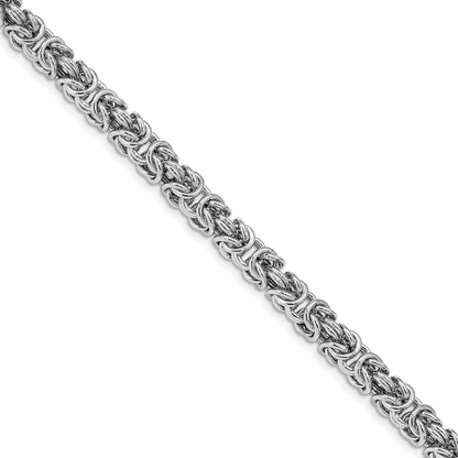 Sterling Silver Rhodium Plated W/ .5In Ext Byzantine Bracelet