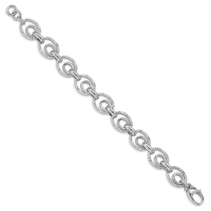 Sterling Silver Rhodium Plated D/C Polished W/ .5In Ext. Bracelet