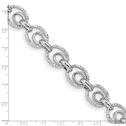 Sterling Silver Rhodium Plated D/C Polished W/ .5In Ext. Bracelet