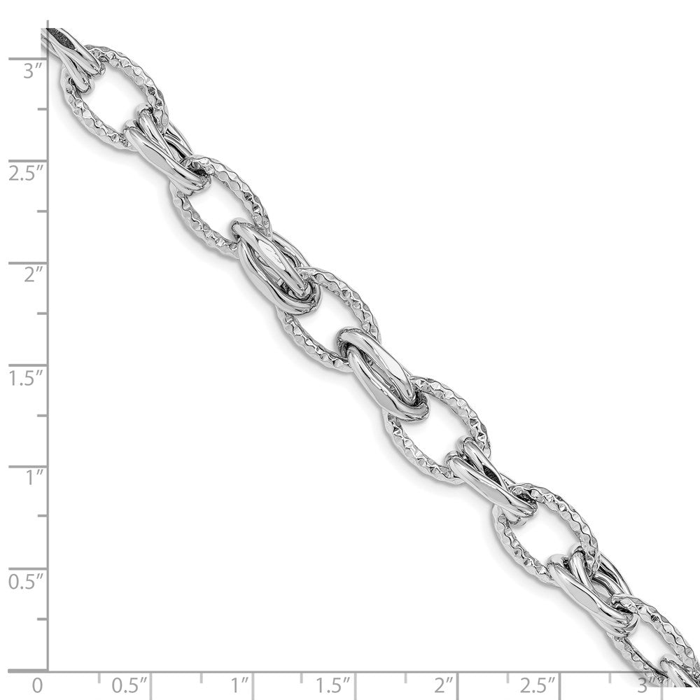 Sterling Silver Rhodium Plated D/C Polished W/ .5In Ext. Bracelet