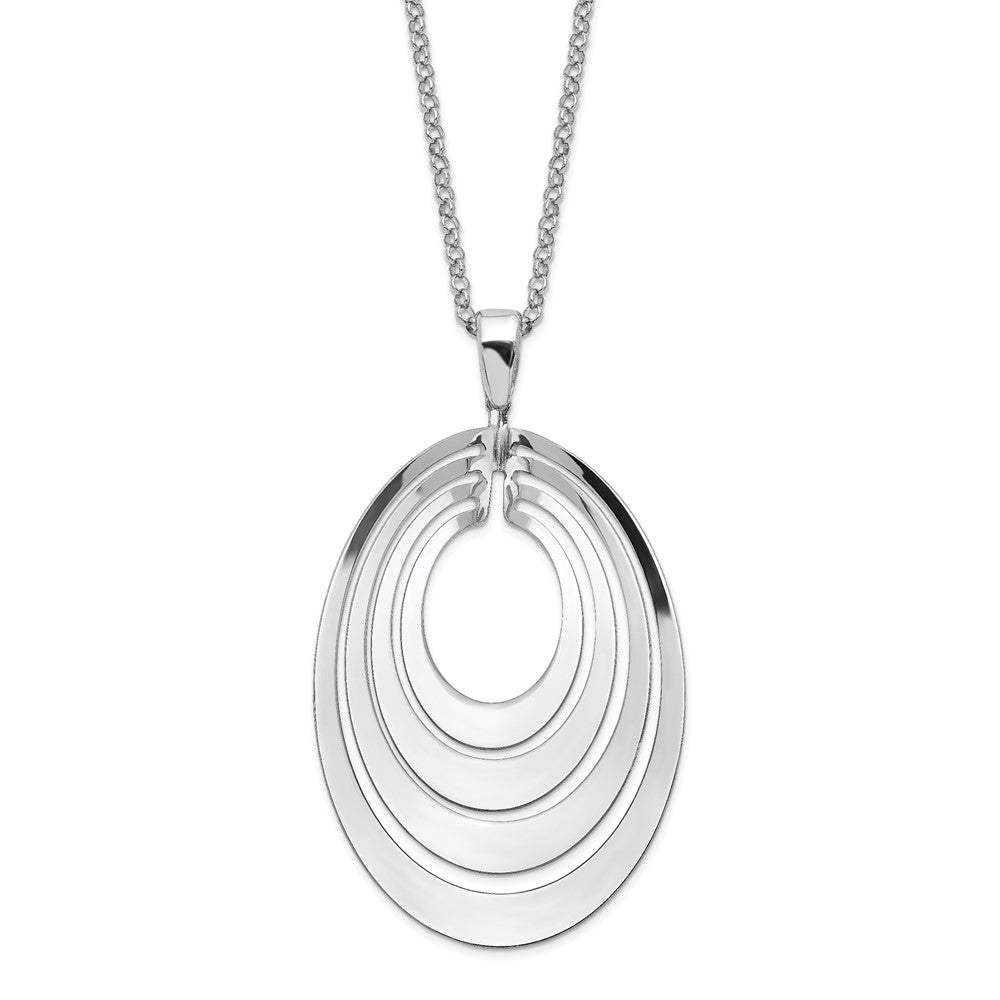 Sterling Silver Rh Plat Polished & Brushed W/ 1.25In Ext. Necklace