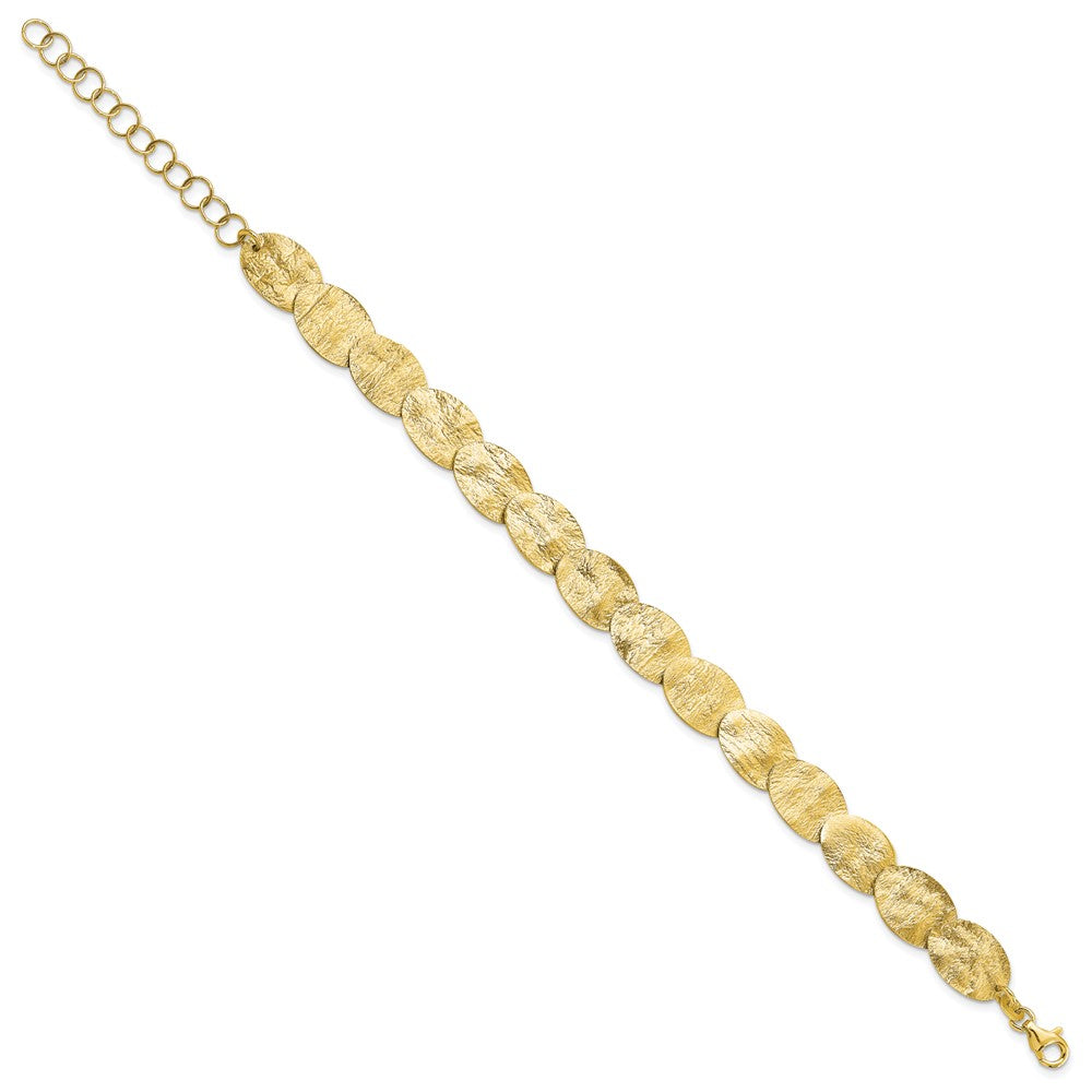 Sterling Silver Gold Tone Textured 2In Ext Bracelet